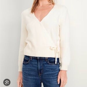 Old Navy Cream Wrap V-Neck Sweater